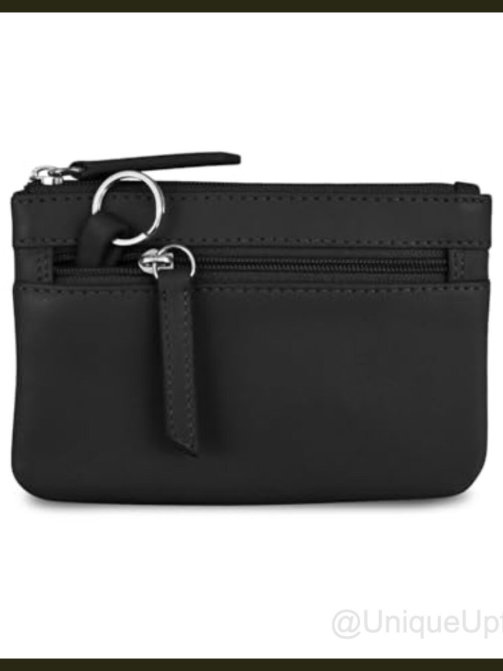 Genuine Leather Mini Coin Purse RFID Blocking Zip Pouch